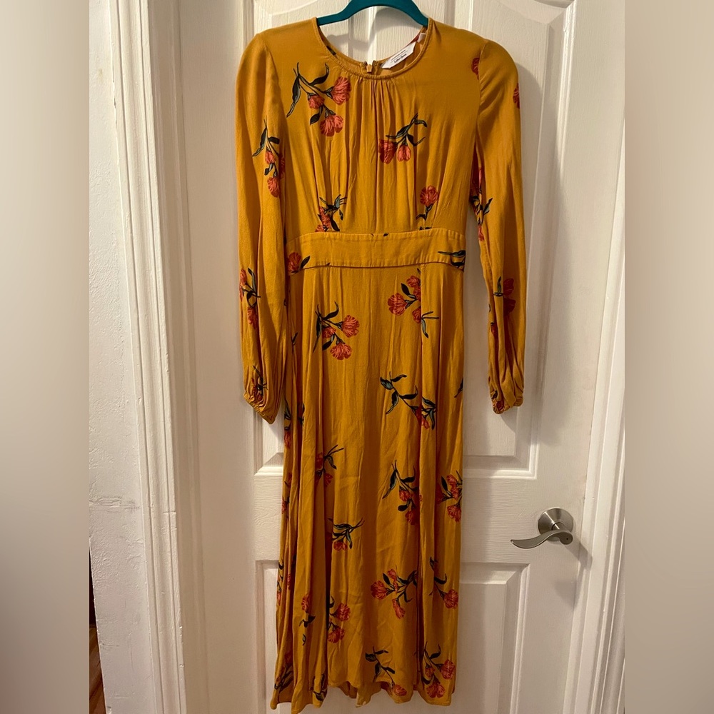 & Other Stories Floral long sleeve midi dress